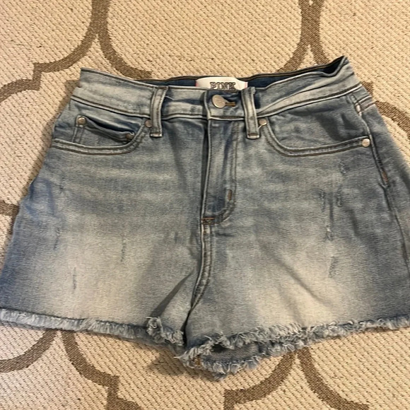 PINK denim distressed cut off shorts, 2” inseam - Picture 3 of 11